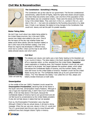 Civil War and Reconstruction Lesson Plan - Summary of Conflict