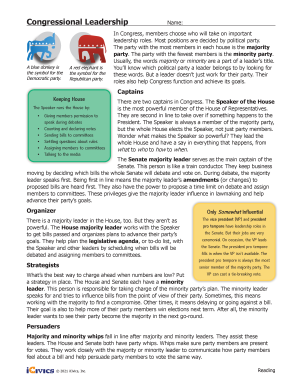 Congressional Leadership Lesson Plan - Majority and Minority Parties