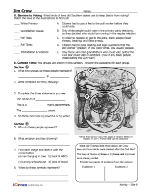 What is Jim Crow Lesson Plan Activities