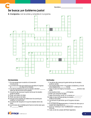 Wanted: A Just Right Government Creating a Government Lesson Plan 06 - Crossword Puzzle - Spanish